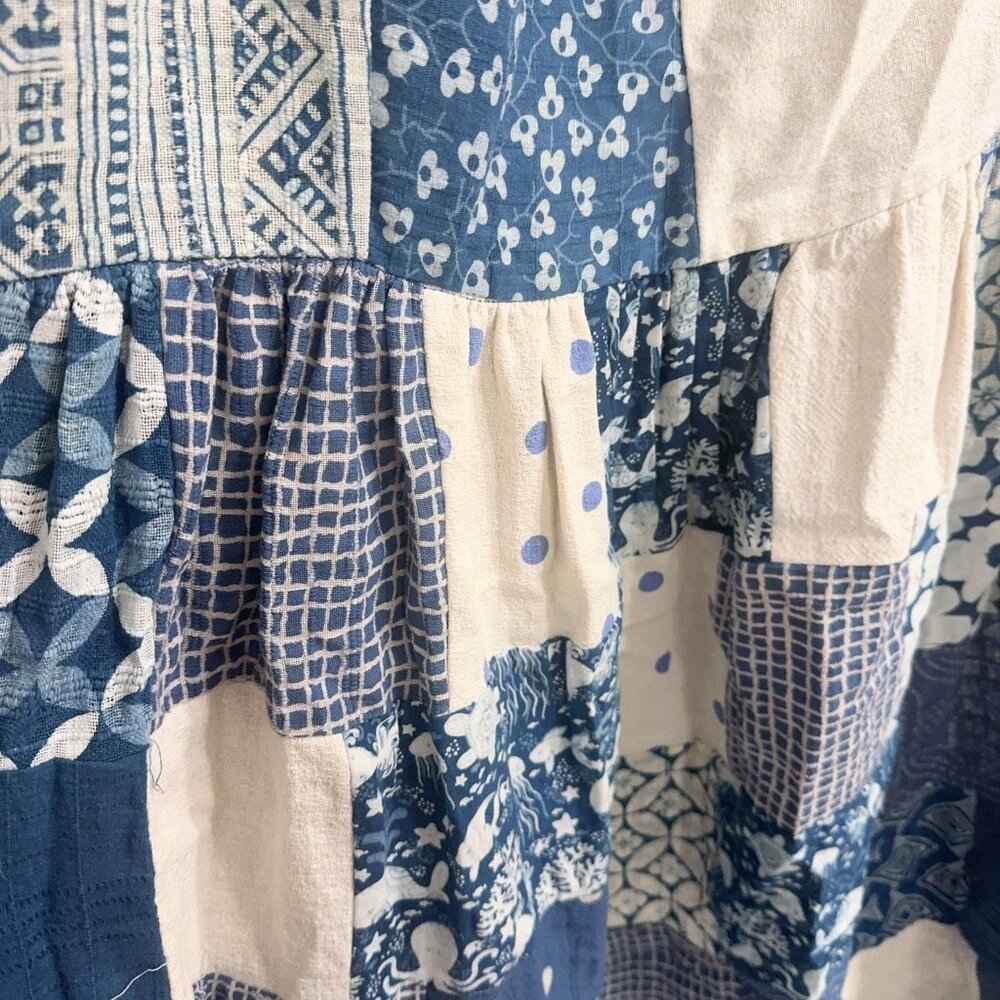 Handcrafted Indigo Patchwork Dress | Cotton Linen… - image 4